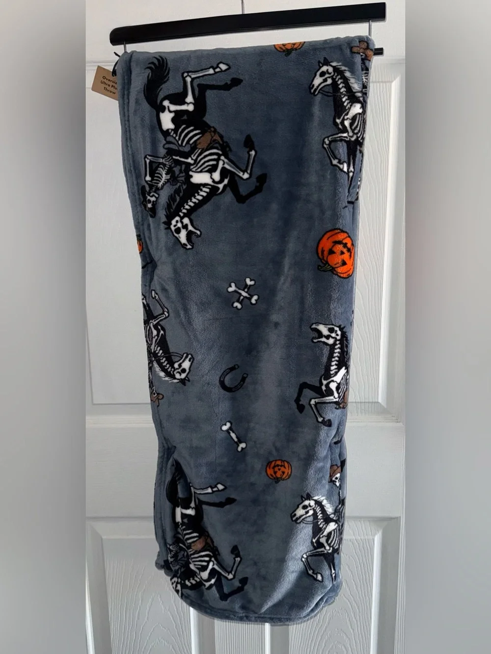 Wrangler Halloween Blanket Skeleton Cowboy on Horse NWT